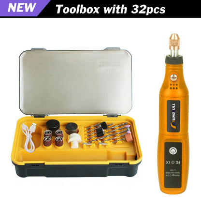 Mini Rotary Tool USB Engraver – Rechargeable Cordless Grinder Drill for DIY Carving, Polishing & Crafts