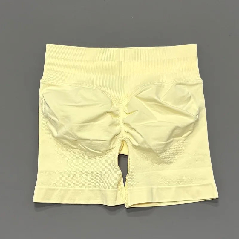 Pantalones cortos de gimnasio sin costuras con efecto Scrunch Butt para mujer – Pantalones cortos de yoga de cintura alta para correr, entrenar, fitness y ropa deportiva