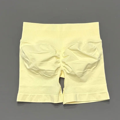 Pantalones cortos de gimnasio sin costuras con efecto Scrunch Butt para mujer – Pantalones cortos de yoga de cintura alta para correr, entrenar, fitness y ropa deportiva