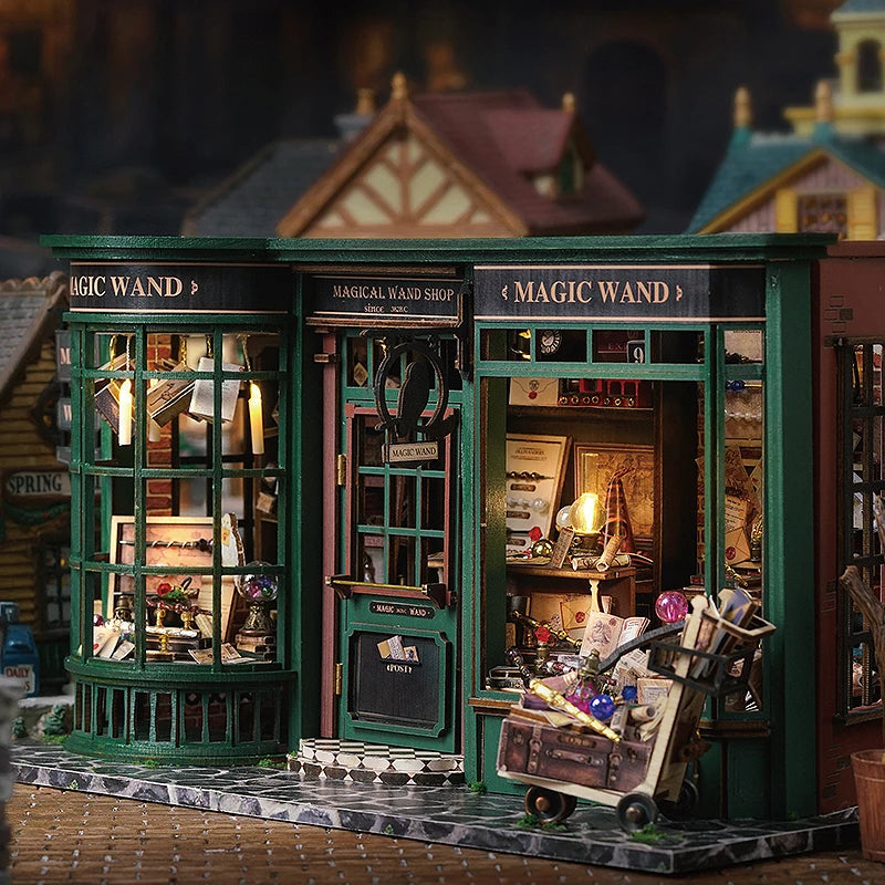 Kit DIY de casita de lectura de madera con luces LED – Artesanía en miniatura de inserción de estantería hecha a mano para decoración del hogar y regalos