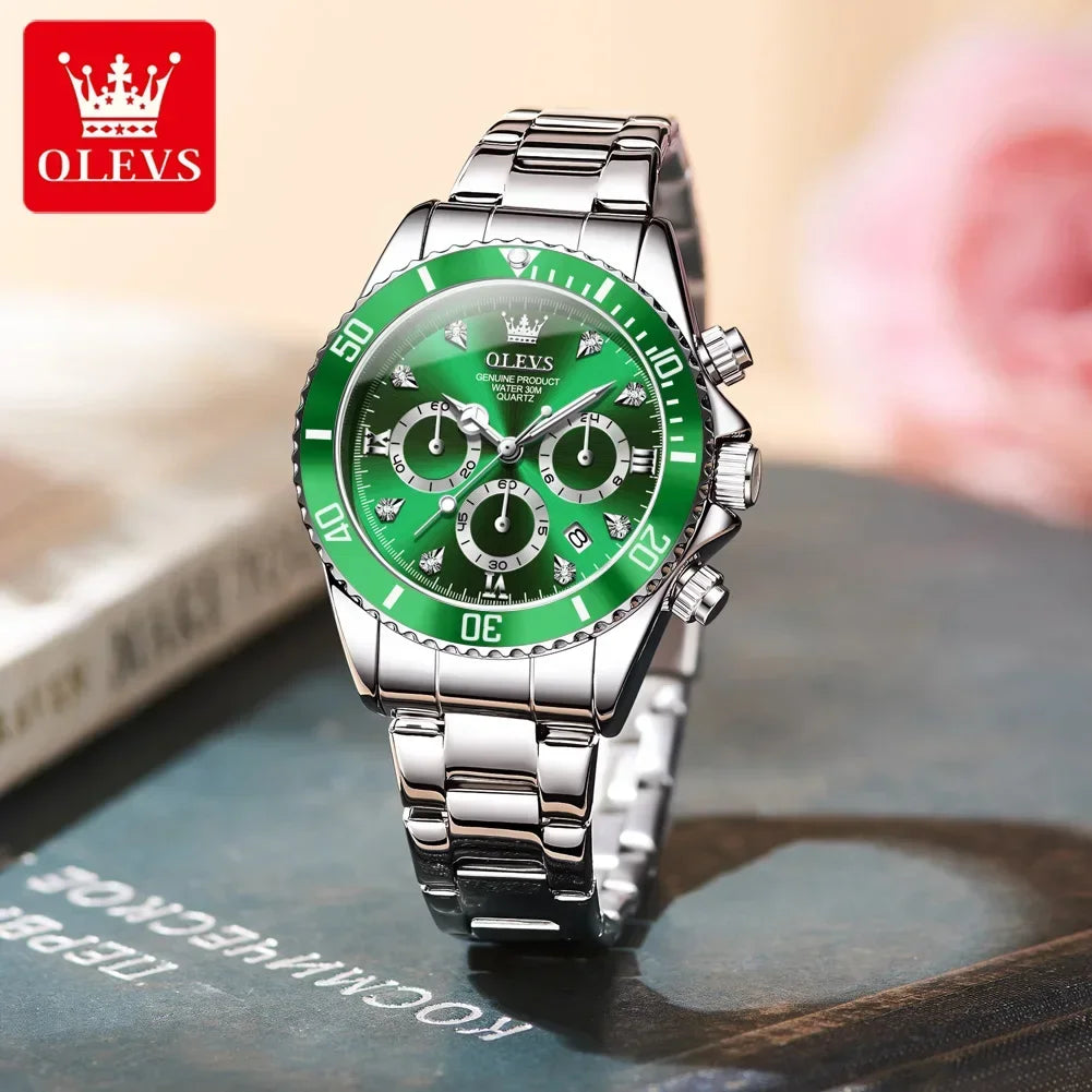 OLEVS Women’s Luxury Quartz Watch – Elegant Zircon-Style Dial, Luminous Display, Date Function & Waterproof Design, Gift for Her
