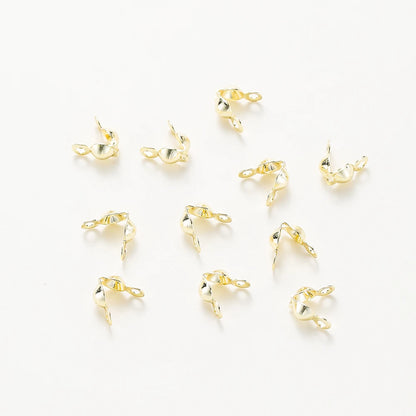 14K & 18K Gold Plated Double Hole Crimp End Clasp Beads – Open Cover Connector Beads for DIY Necklace & Jewelry Making