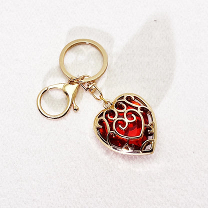 Zelda Heart Container Keychain – Skyward Sword Crystal Heart Pendant Keyring Jewelry Gift for Men & Women