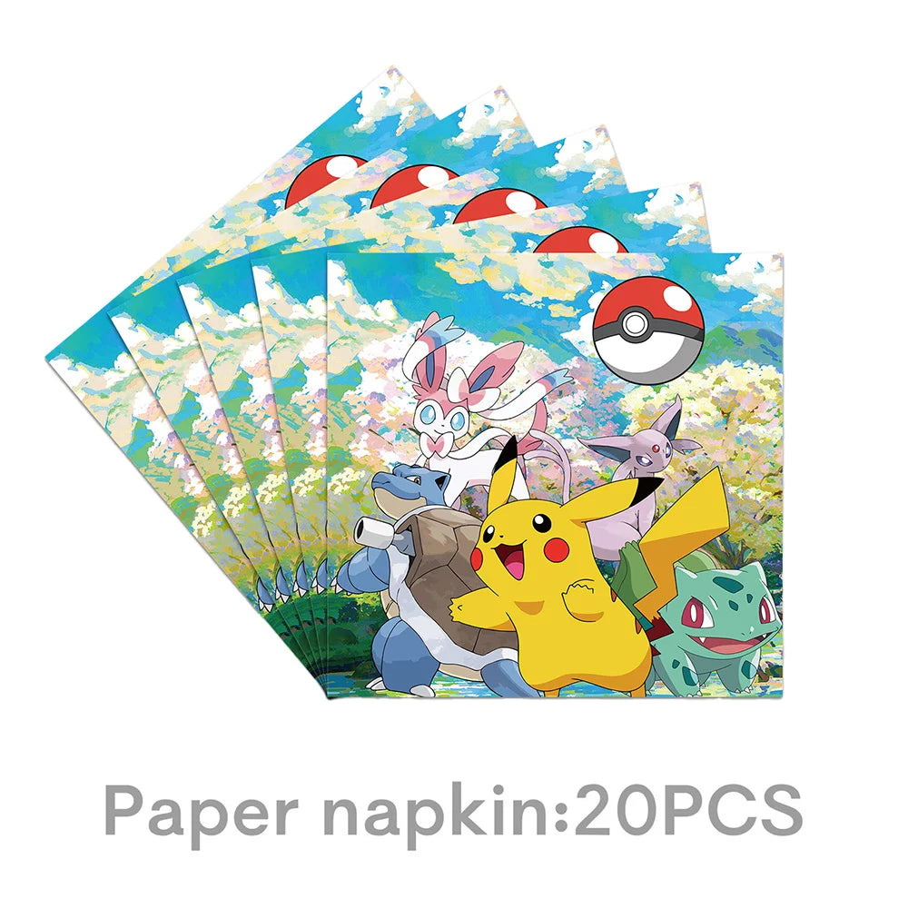 Pokémon Birthday Party Supplies Set – Paper Plates, Cups, Napkins, Tablecloth, Gift Bag Fillers & Guest Favors for Pikachu Party & Baby Shower