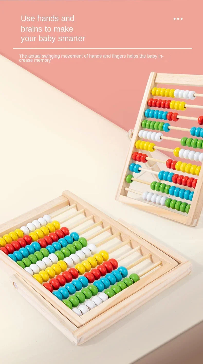 Classic Wooden Counting Toy – 100 Beads Montessori Abacus, Preschool Math Learning Toy, Number Arithmetic Practice Board, Early Education Gift for Toddlers