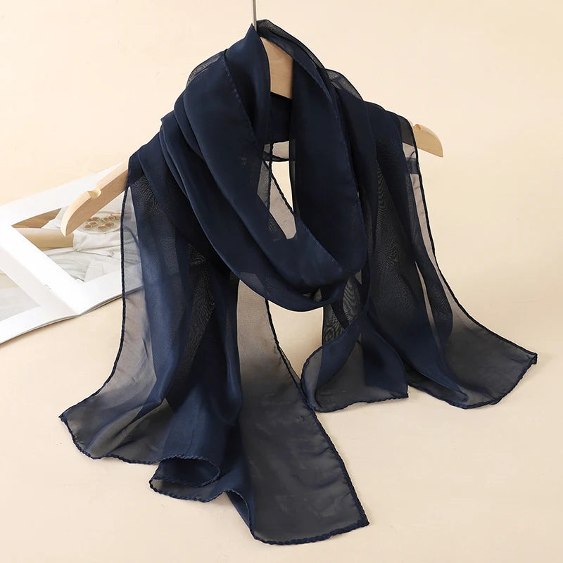 Women's Printed Chiffon Scarf Shawl – Lightweight Silk-Feel Long Wrap for Beach, Travel & Outdoor Wear, Fashion Headband Accessory