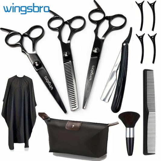 Professional Hair Cutting Scissors Set – Stainless Steel Barber & Salon Thinning Shears Kit for Home Hairdressing, Trimming & Styling