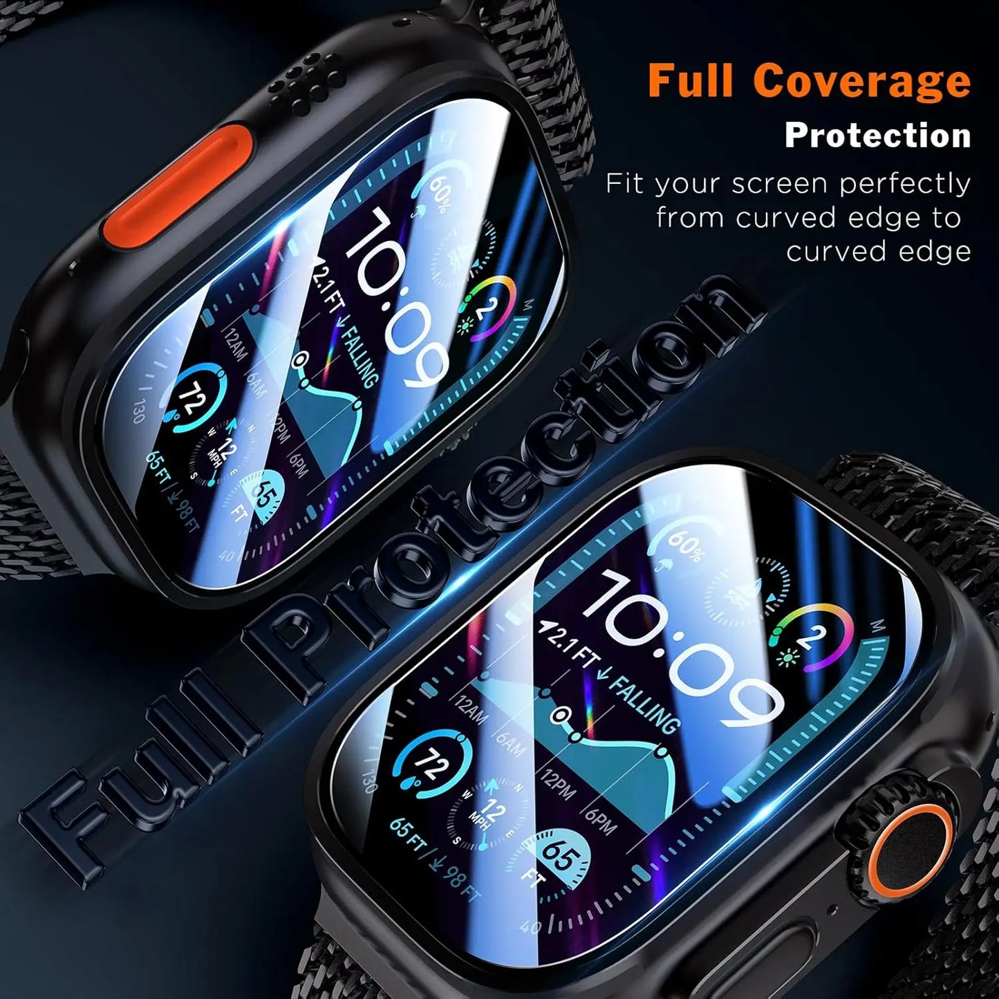 Protector de pantalla de cristal templado para Apple Watch Ultra 49 mm (Ultra 1/2/3) – Película protectora HD resistente a los arañazos con herramienta de instalación de alineación