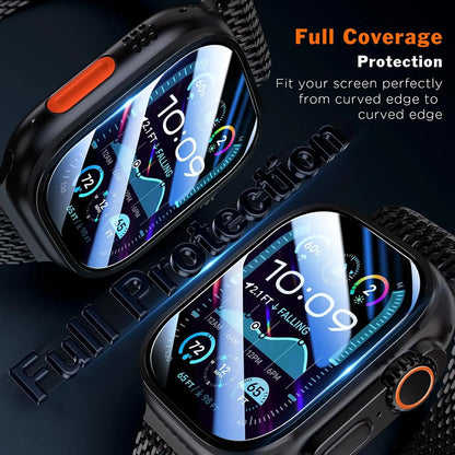 Protector de pantalla de cristal templado para Apple Watch Ultra 49 mm (Ultra 1/2/3) – Película protectora HD resistente a los arañazos con herramienta de instalación de alineación