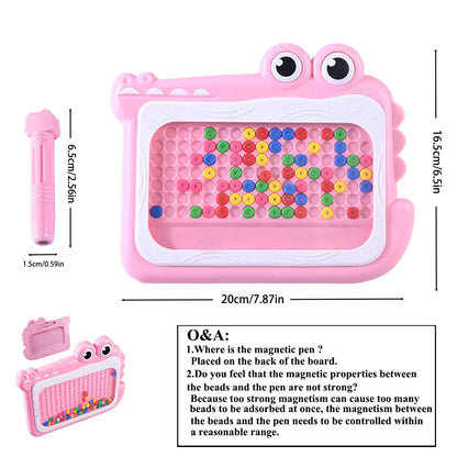Pizarra magnética de cuentas para niños – Juguete educativo Montessori para garabatear con bolígrafo de rompecabezas, juego creativo de dibujo y aprendizaje para niños de 3 a 8 años, regalo STEM interactivo
