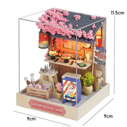 Kit DIY de casita de lectura de madera con luces LED – Artesanía en miniatura de inserción de estantería hecha a mano para decoración del hogar y regalos