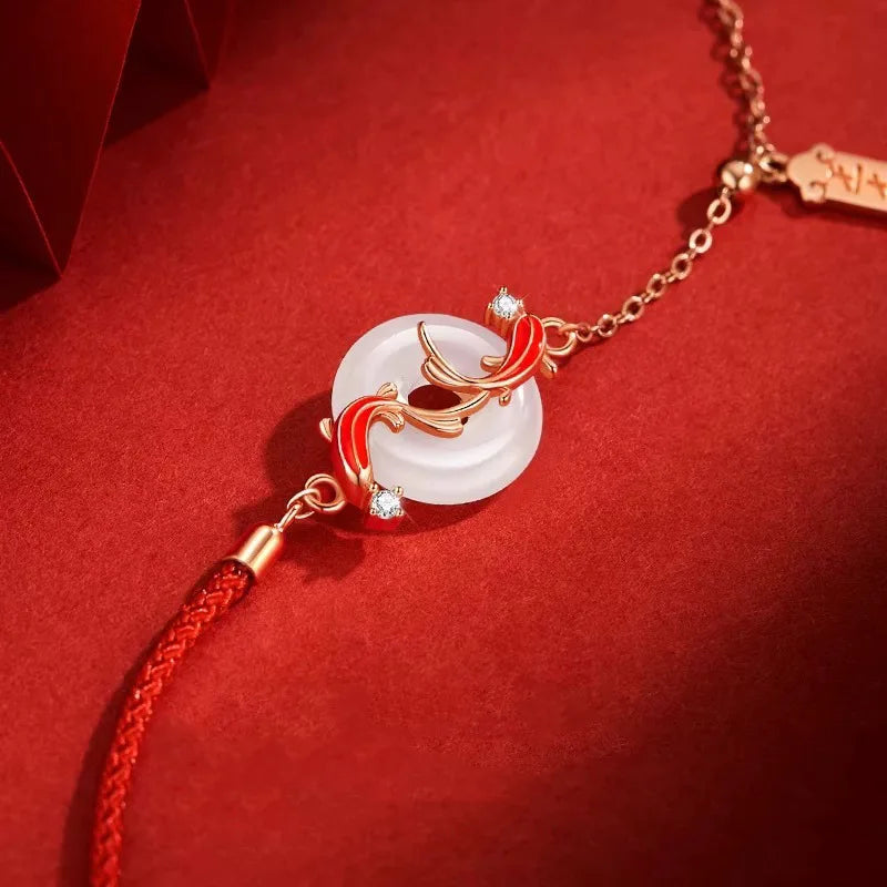 Pulsera de cuerda roja con nudo de la suerte – Pulsera de hilo ajustable hecha a mano para mujeres y hombres, regalo de joyería amuleto de la amistad