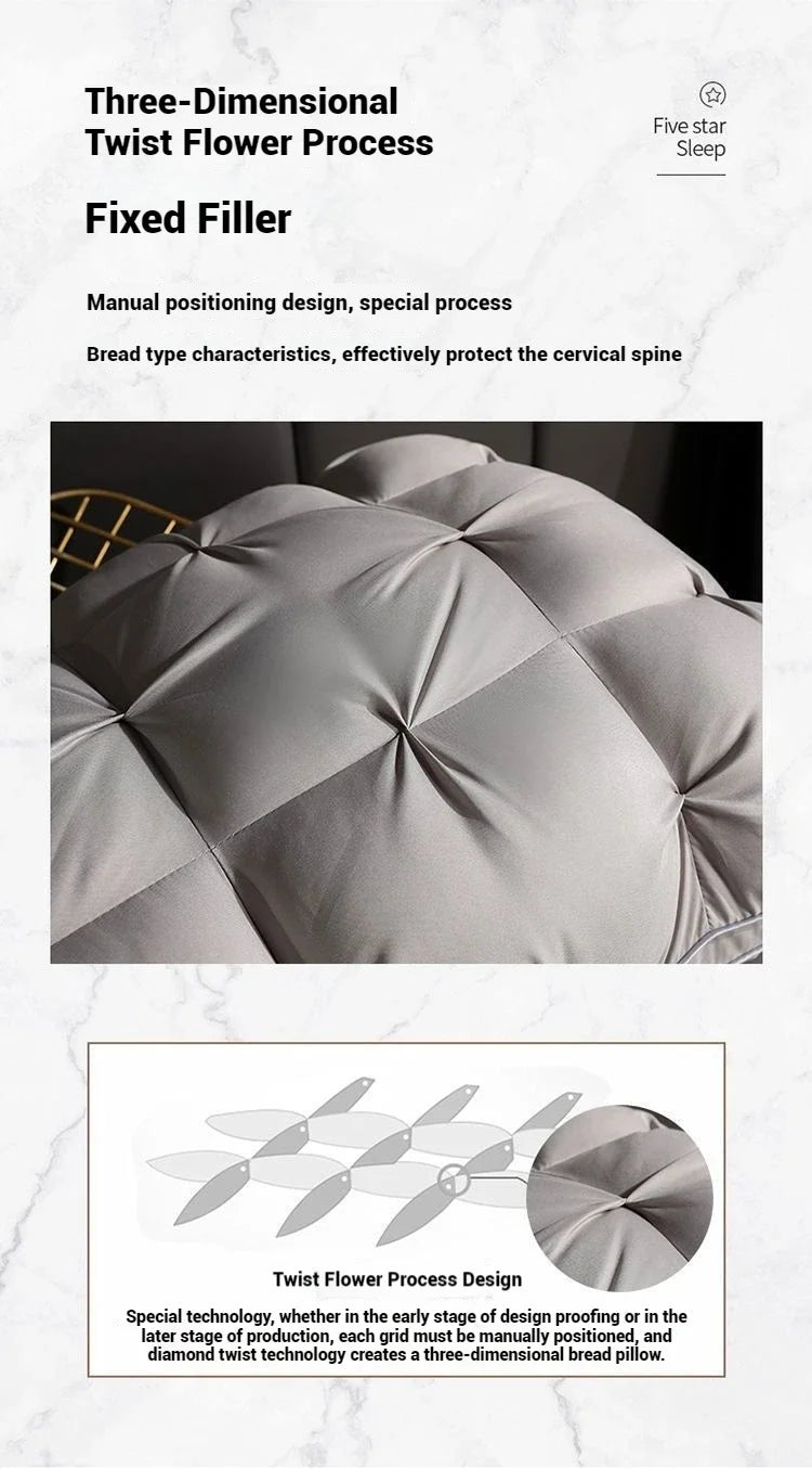 Almohada de Hotel de 5 Estrellas – Almohada Suave Tridimensional de Color Sólido, Cómoda Almohada de Cama de Tela Lavada para el Hogar, Dormitorio y Ropa de Cama de Hotel de Lujo
