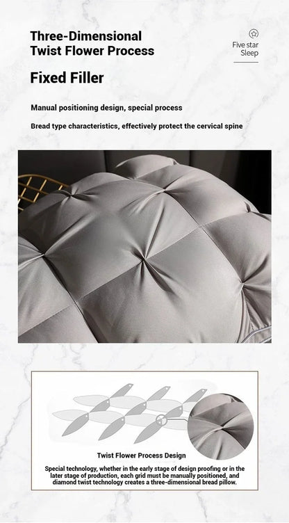 Almohada de Hotel de 5 Estrellas – Almohada Suave Tridimensional de Color Sólido, Cómoda Almohada de Cama de Tela Lavada para el Hogar, Dormitorio y Ropa de Cama de Hotel de Lujo