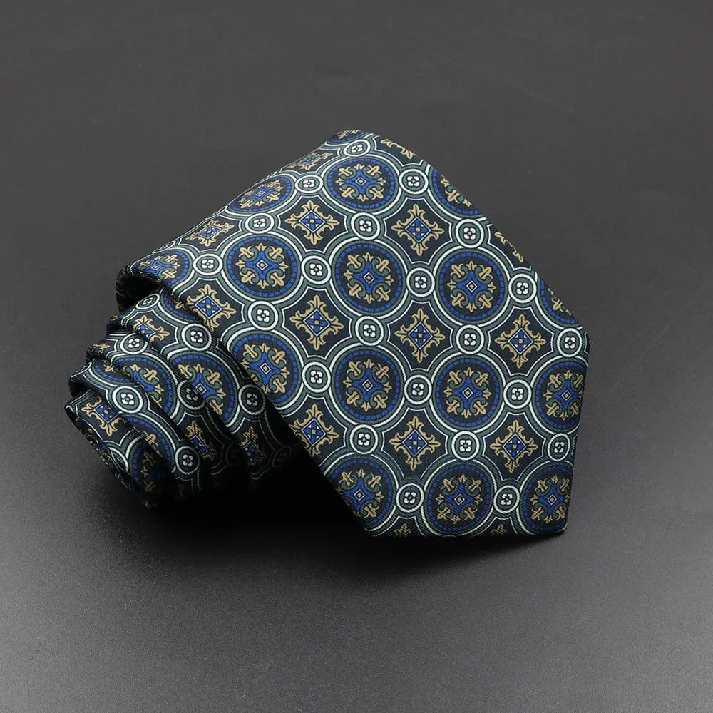 Men's 7.5cm Soft Silk Necktie – Floral & Dot Pattern Tie for Weddings, Business, Parties & Formal Wear