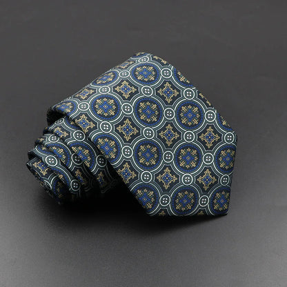 Men's 7.5cm Soft Silk Necktie – Floral & Dot Pattern Tie for Weddings, Business, Parties & Formal Wear
