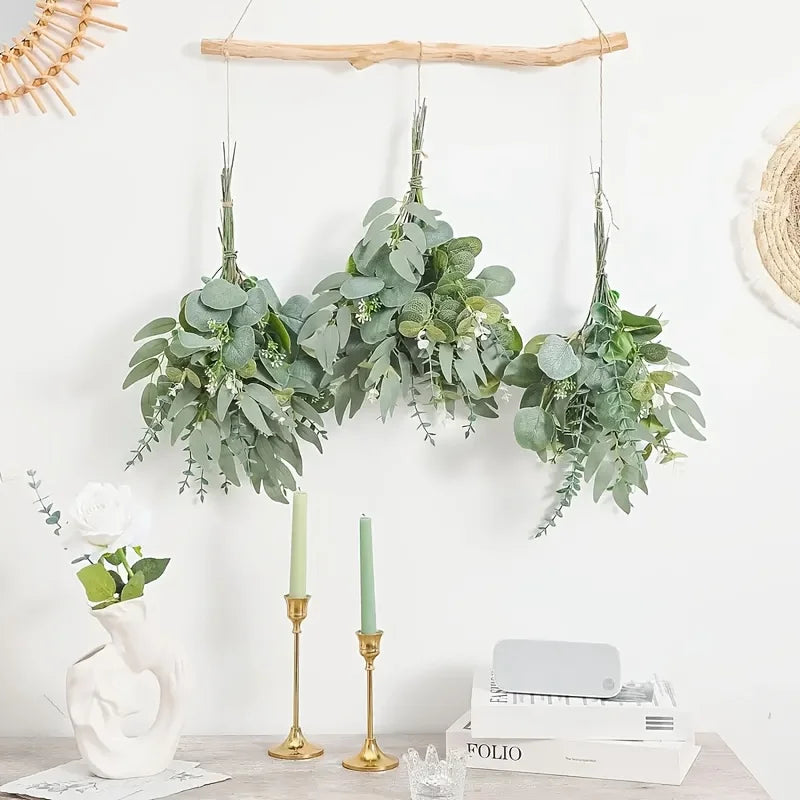 50/90 PIÈCES Bouquet de Fleurs Artificielles Eucalyptus – Mélange de Verdure Feuilles de Saule Argenté Eucalyptus pour Arrangements Floraux de Mariage & Décoration Intérieure DIY