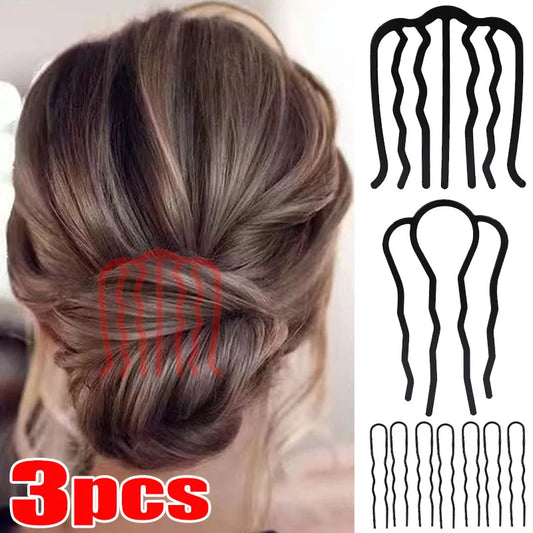 1/3PCS Black Metal Hair Fork Clips – Women's & Girls' Hair Pin Comb for Messy Buns, Updos & Side Styling, Elegant Hair Accessories