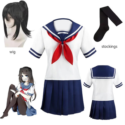 Yandere Simulator Cosplay Costume – Ayano Aishi (Yandere-chan) JK Sailor School Uniform Dress Suit (Women’s Anime Outfit)