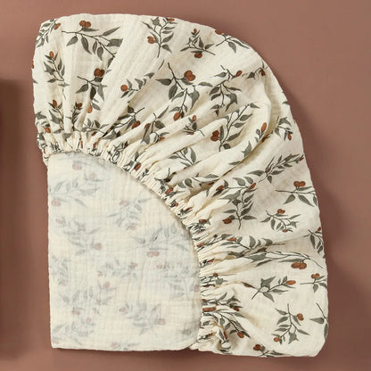 Sábana de cuna de algodón muselina suave y transpirable para bebé – Sábana ajustable universal para cunas de recién nacidos, moisés y camas infantiles