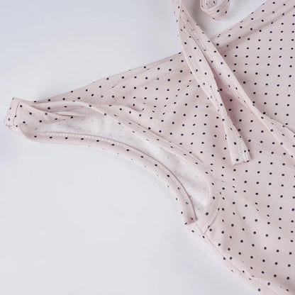Women’s Sweet Polka Dot One Shoulder T-Shirt Korean Style Slim Fit Summer Casual Office Top
