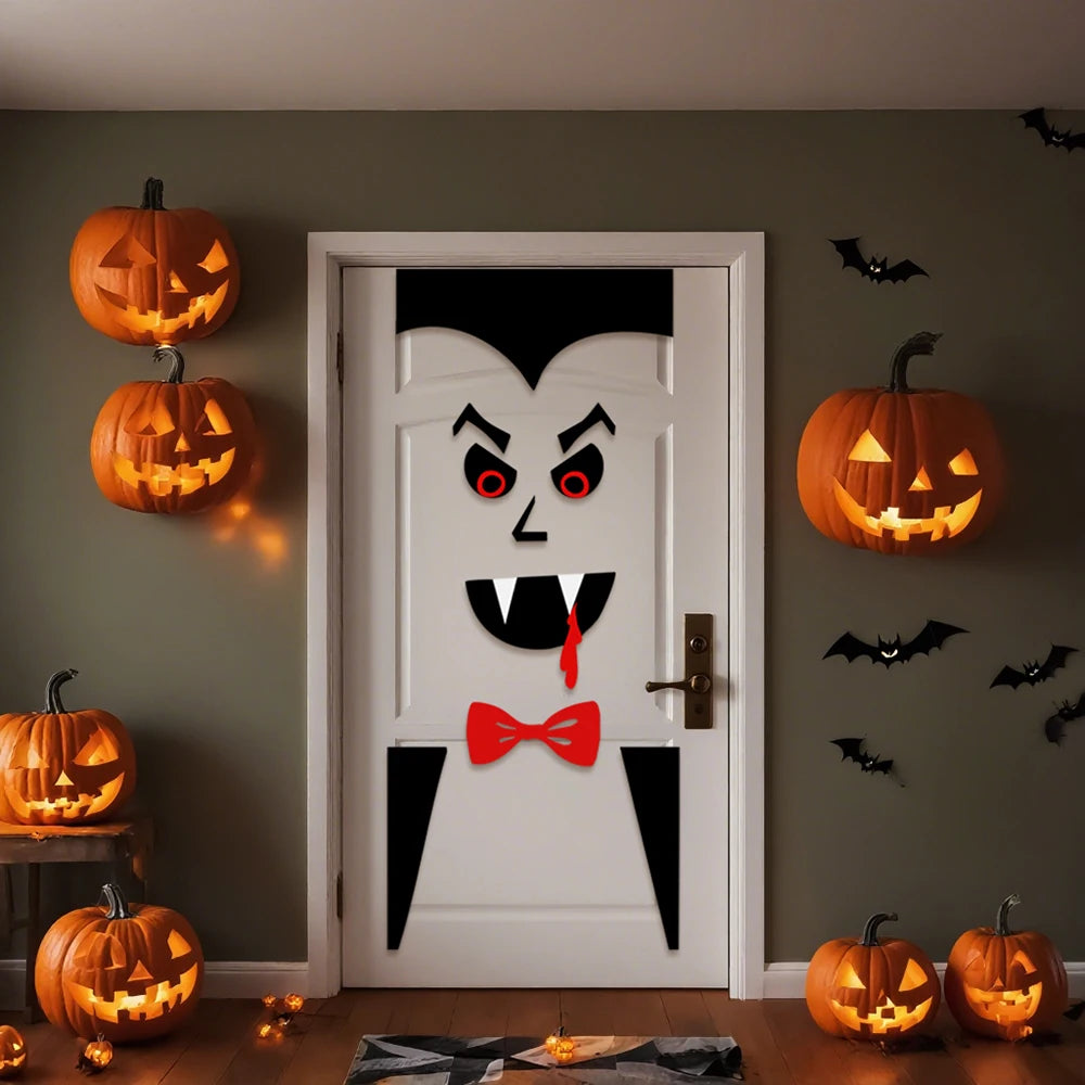 Halloween Window & Door Stickers – Skeleton Hand, Pumpkin, Ghost, Devil & Witch Hat DIY Decals for Room, Window & Party Decorations
