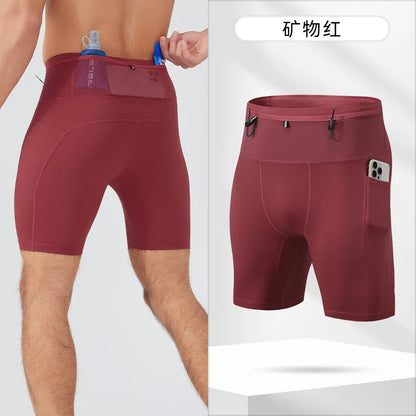 Men's Compression Running Shorts – Multi-Pocket Marathon, Gym & CrossFit Fitness Training Sports Shorts