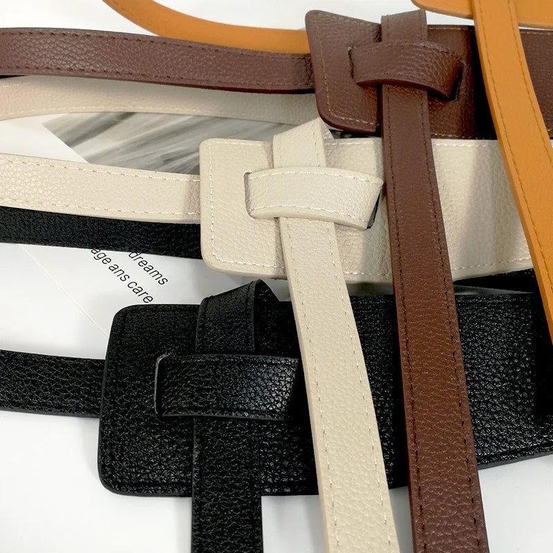 Women's Designer-Style Knot Waist Belt – Soft PU Leather Wide Cummerbund for Coats, Dresses & Fashion Outfits, Elegant Waistband Accessory