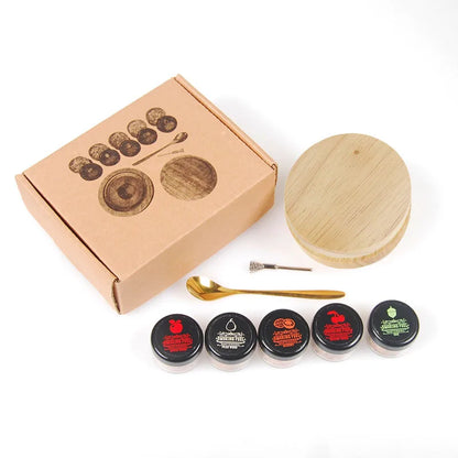 Cocktail Smoker Kit with Apple, Cherry, Oak & Pecan Wood Chips – Whiskey Drink Smoker with Wooden Smoking Hood for Bar & Kitchen