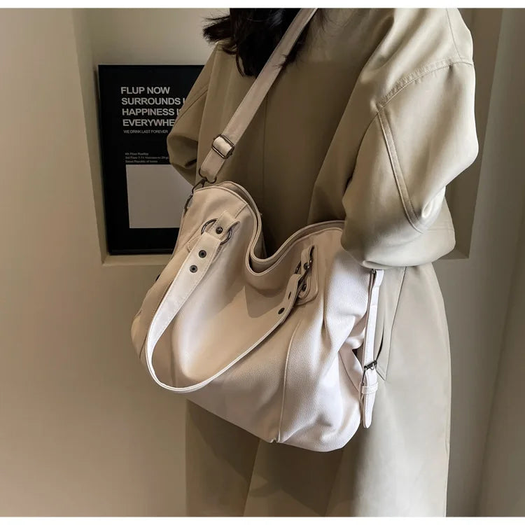 Women’s PU Leather Shoulder Bag – 2026 Fashion Handbag with Soft Interior Compartment, Contrast Color Design, Zipper Closure, Stylish Everyday Purse for Work, Travel & Casual Use