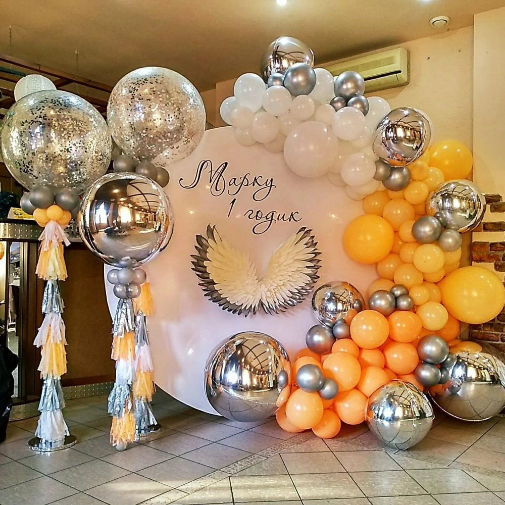 Globos metálicos redondos de aluminio 4D – Decoraciones para fiestas de cumpleaños, bodas y revelaciones de género en oro rosa y plata