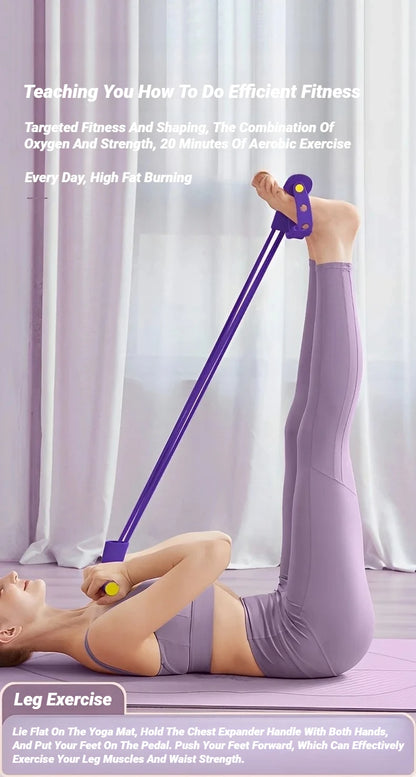 Entrenador de resistencia de pedales de 4 tubos – Cuerda de tensión elástica multifuncional para yoga, entrenamiento de fuerza abdominal, fitness en casa y entrenamiento de cuerpo completo