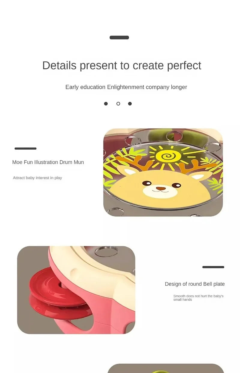 Tambor Musical para Bebés – Instrumento Montessori de Aprendizaje Temprano para Niños de 1 a 3 años, Juguete Musical Interactivo para el Desarrollo Manual, Juego Sensorial y Regalo Educativo