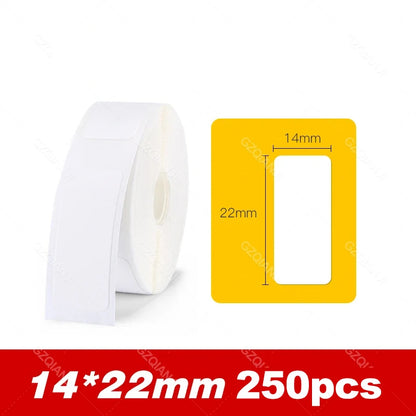 Niimbot D110 Label Maker Tape – Waterproof Self-Adhesive Sticker Paper, Compatible Label Roll for Niimbot D11/D101 Portable Printer, White Thermal Labels 12-15mm