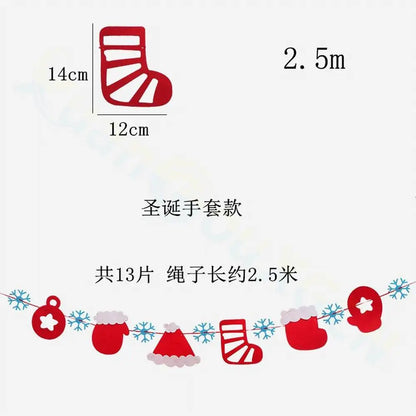Felt Merry Christmas Banner – Santa Claus Xmas Flag Decoration for Home, Noel Holiday Party & New Year Decor