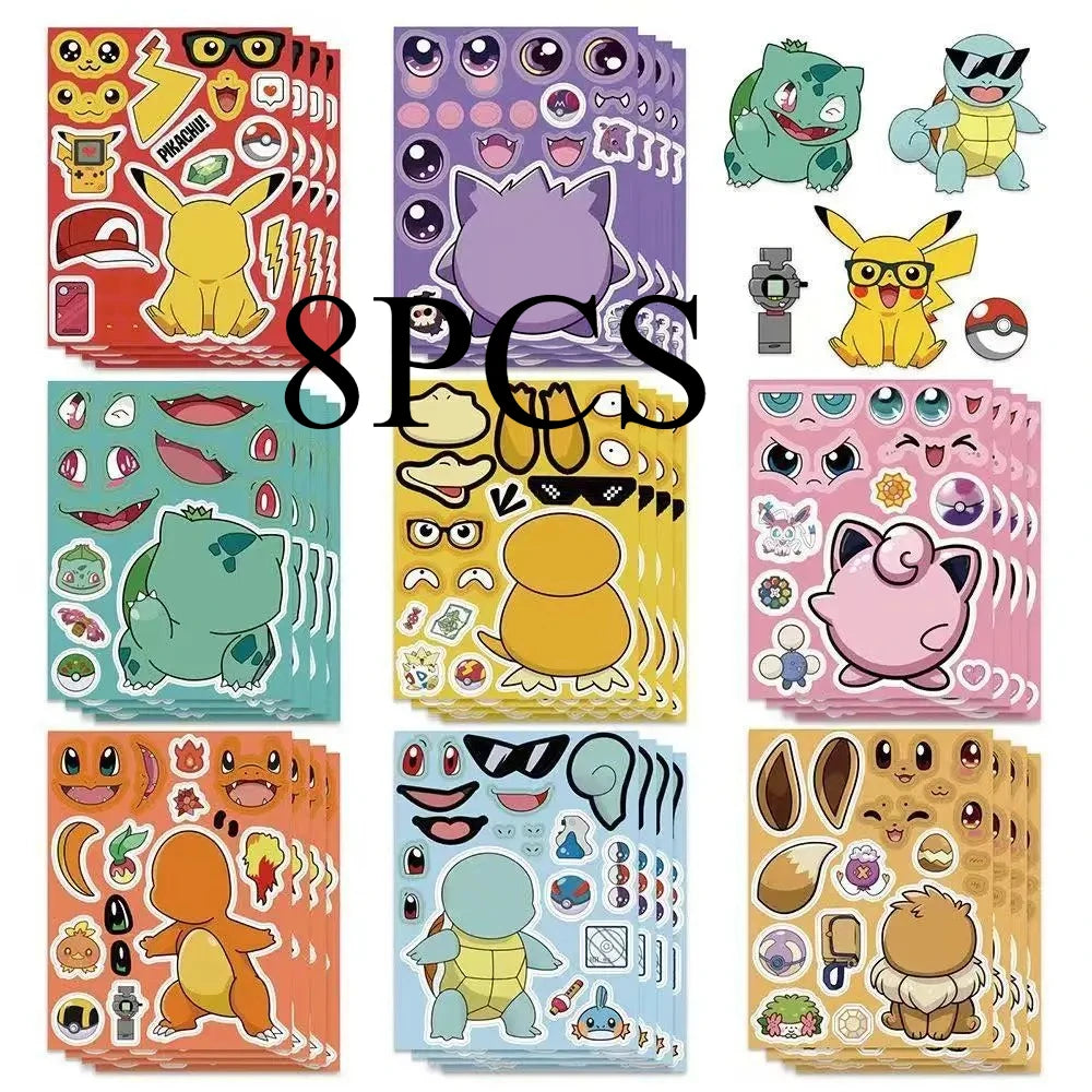 Pokémon Pikachu Anime Puzzle Stickers – 8/24 pièces DIY Jigsaw Cartoon Jouets pour enfants Fête et cadeaux