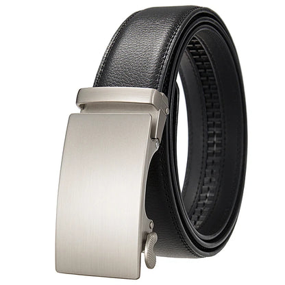 Plyesxale Men's Brown Leather Belt 2026 – Automatic Buckle Vintage Belt for Jeans, Luxury-Style Casual Waist Strap, Ceinture Homme B9