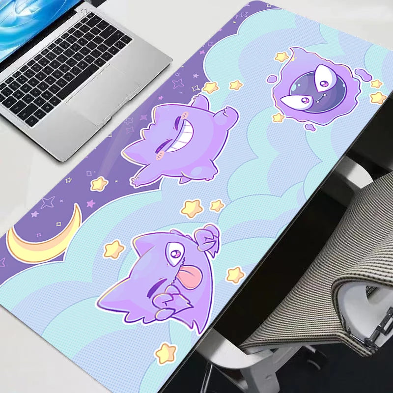Gengar-Inspired Kawaii Gaming Mouse Pad XXL | Purple Ghost Character Desk Mat for Keyboard & PC Setup