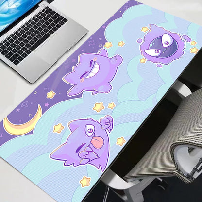 Gengar-Inspired Kawaii Gaming Mouse Pad XXL | Purple Ghost Character Desk Mat for Keyboard & PC Setup