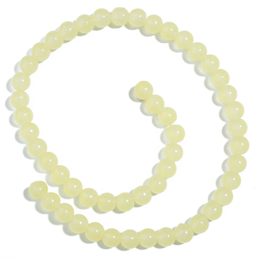 1 brin de perles de verre unies 6/8mm – Perles rondes intercalaires lâches pour la fabrication de bijoux DIY, bracelets faits main, colliers et accessoires d'artisanat