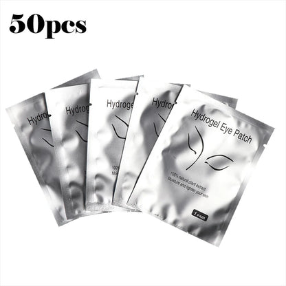 50 PARCHES DE HIDROGEL PARA EXTENSIONES DE PESTAÑAS – Almohadillas para Debajo de los Ojos para Injerto de Pestañas, Aislamiento de Pestañas, Mascarilla Hidratante para Ojos y Tratamiento de Belleza