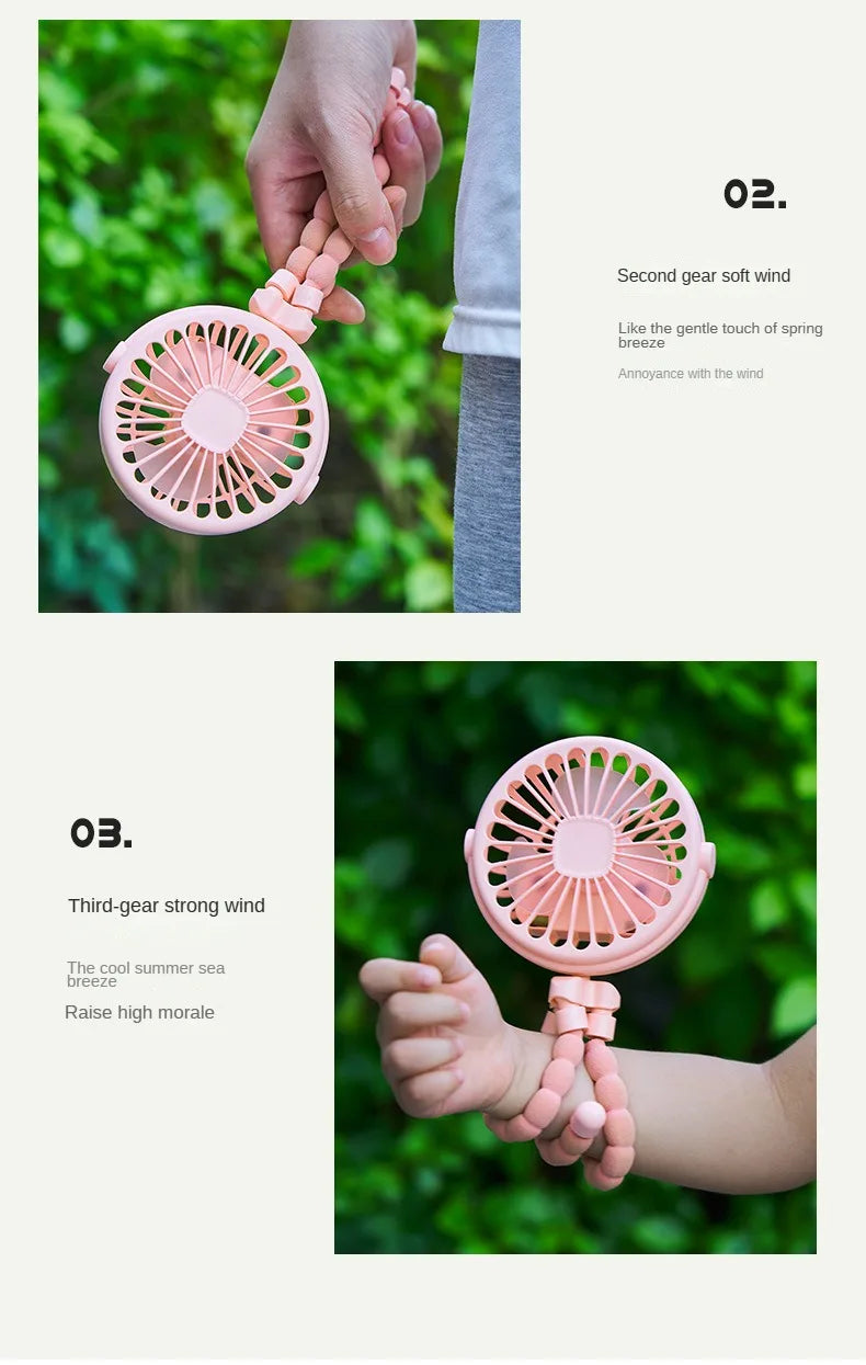 Ventilador portátil con clip para cochecito - Ventilador de refrigeración para bebés recargable por USB de 600 mAh con 3 velocidades para el hogar, viajes y actividades al aire libre