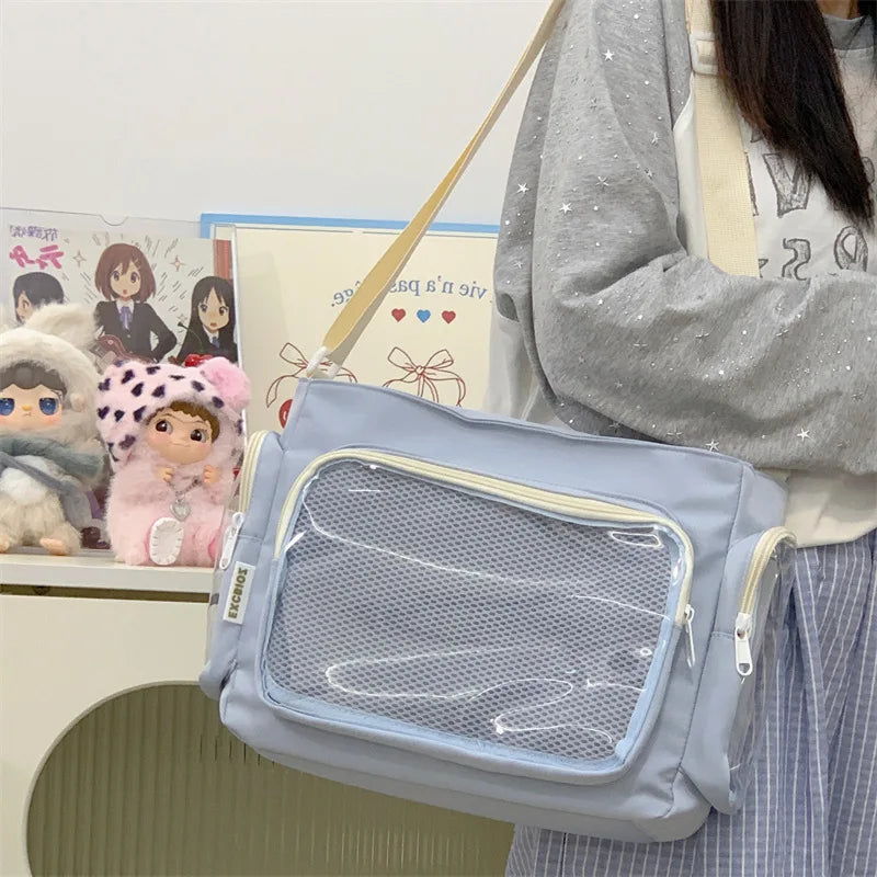Bolso bandolera transparente de moda – Bolso de hombro Ita de gran capacidad para niñas, bolso mensajero de estilo escolar a la moda, bolso Kawaii versátil para uso diario y accesorios