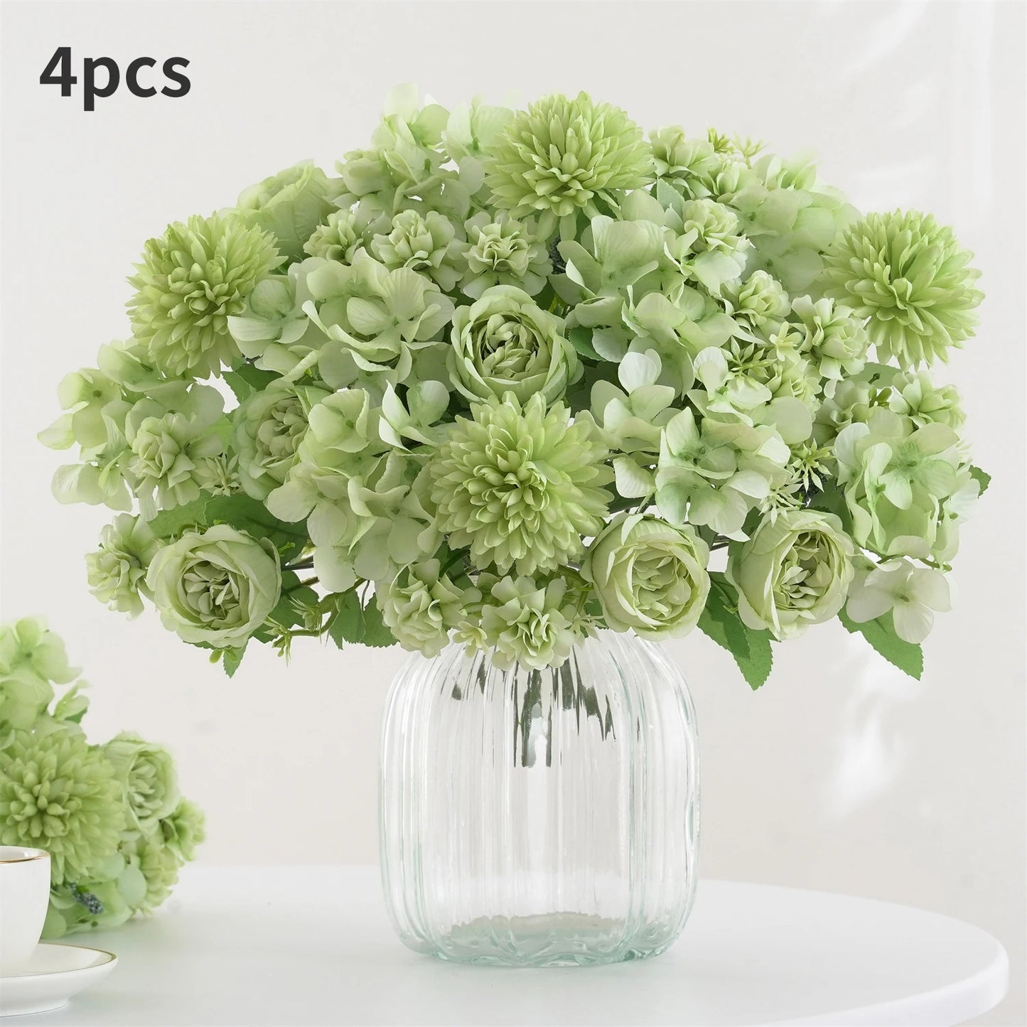 Ramo de flores artificiales realista – Arreglo floral sintético de peonía, crisantemo e hortensia con tallos, decoración reutilizable para el hogar, decoración para bodas y accesorios de fotografía