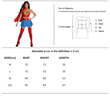 Halloween Sexy Wonder Costume | Superhero Supergirl Cosplay Outfit for Women | Bachelorette Party & Fantasy Fancy Dress Costume