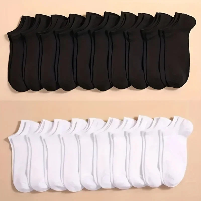 10/20/40 Pairs Unisex Cotton Ankle Socks – Soft Low Cut Everyday Socks for Men & Women