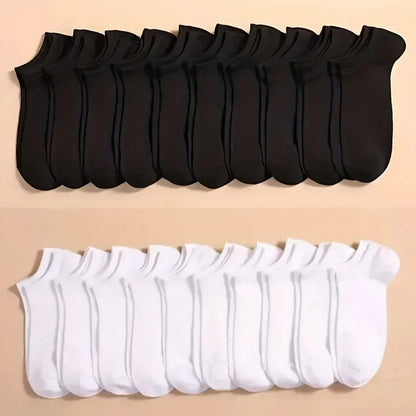 10/20/40 Pairs Unisex Cotton Ankle Socks – Soft Low Cut Everyday Socks for Men & Women