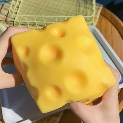 Giant Cheese Squishy Toy – Extra Large Slow Rebound Fidget Stress Relief Squeeze Toy for Adults & Kids