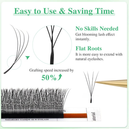NAGARAKU V Shape Premade Eyelash Extensions – 2D/3D/4D/5D W Volume Fans for Natural Soft Fluffy Volume Lash Look