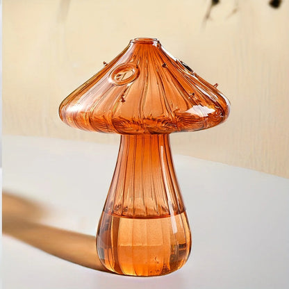 Transparent Glass Mushroom Vase – Hydroponic Planter for Flowers, Plants & Home Décor